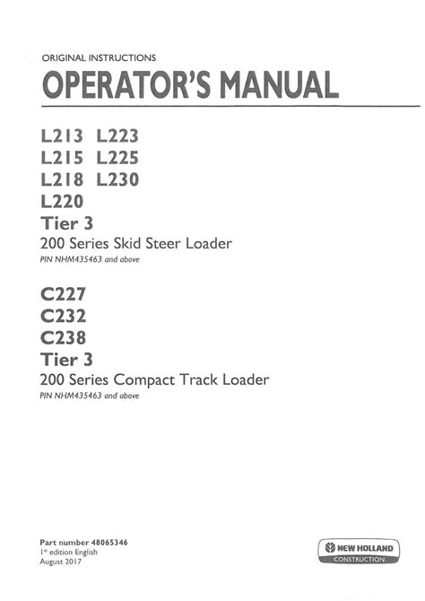 operators manual new holland c-238 skid steer|new holland skid steer values.